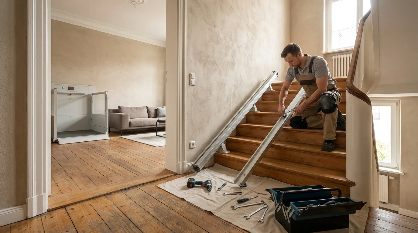 Treppenlift Demontage in Frankfurt rückstandslos? Demontage eines Treppenlifts in einem Frankfurter Wohnhaus