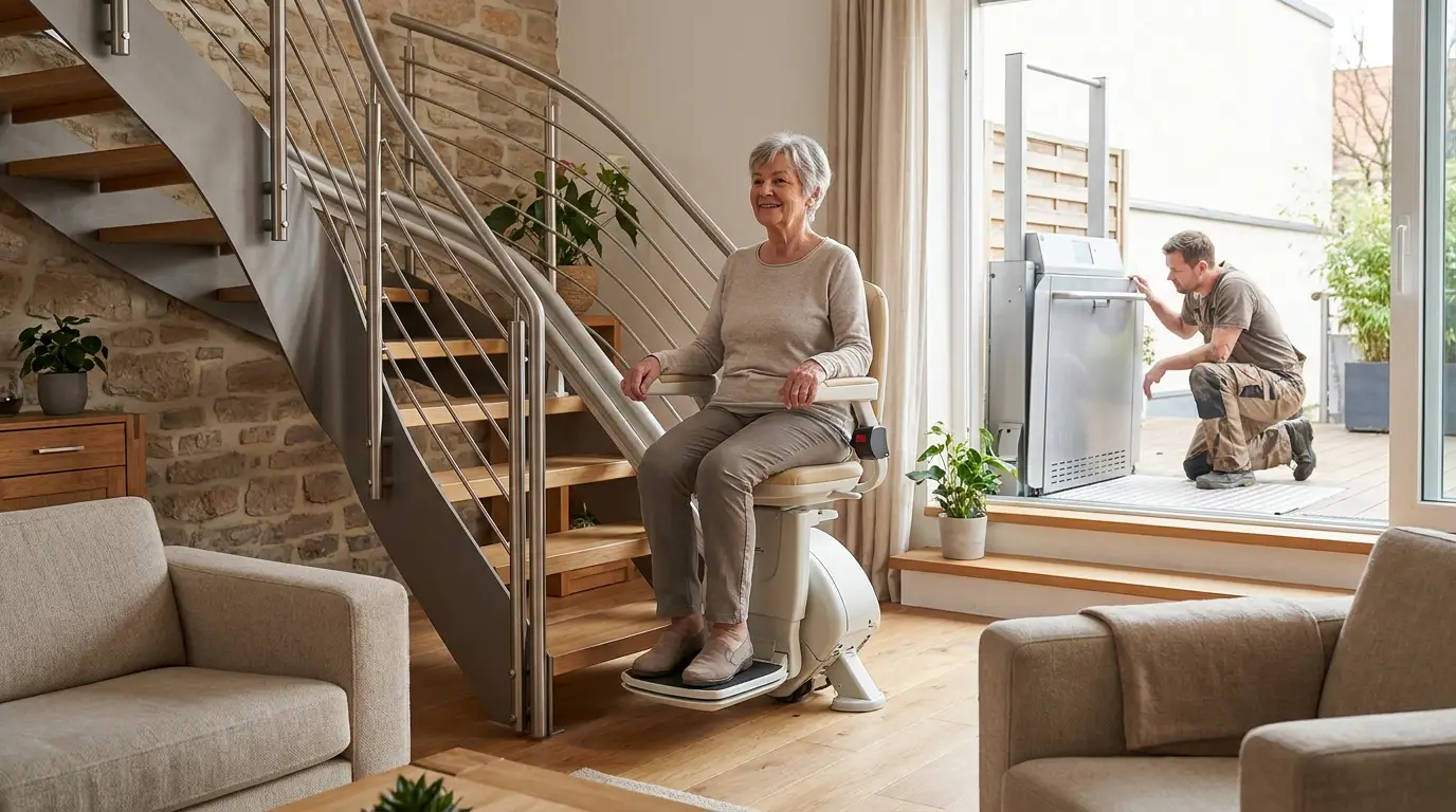 Treppenlift für Ferienwohnungen in Frankfurt am Main Treppenlift an einer Ferienwohnung in Frankfurt