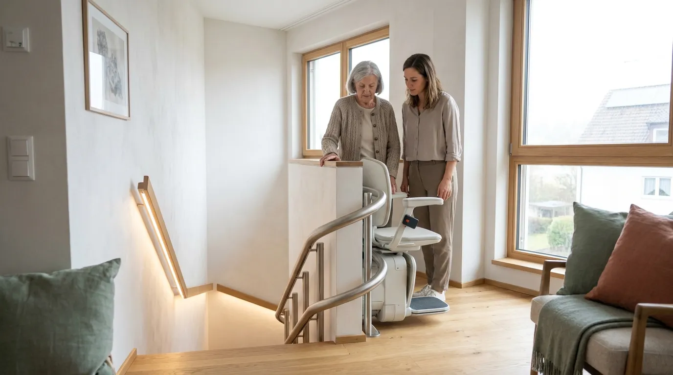 Treppenlift Planung für Stuttgarter Treppen Individuell geplanter Treppenlift in einem Stuttgarter Wohnhaus
